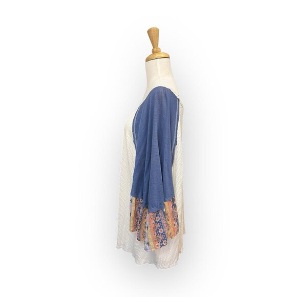 A Beautiful Soul Boho Blouse Size 2XL White and Blue Flowy Top - Picture 2 of 8